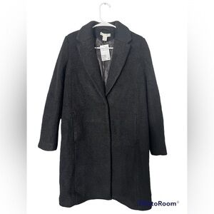 H&M Women’s Short Wool-blend black Notch lapels Coat size 6